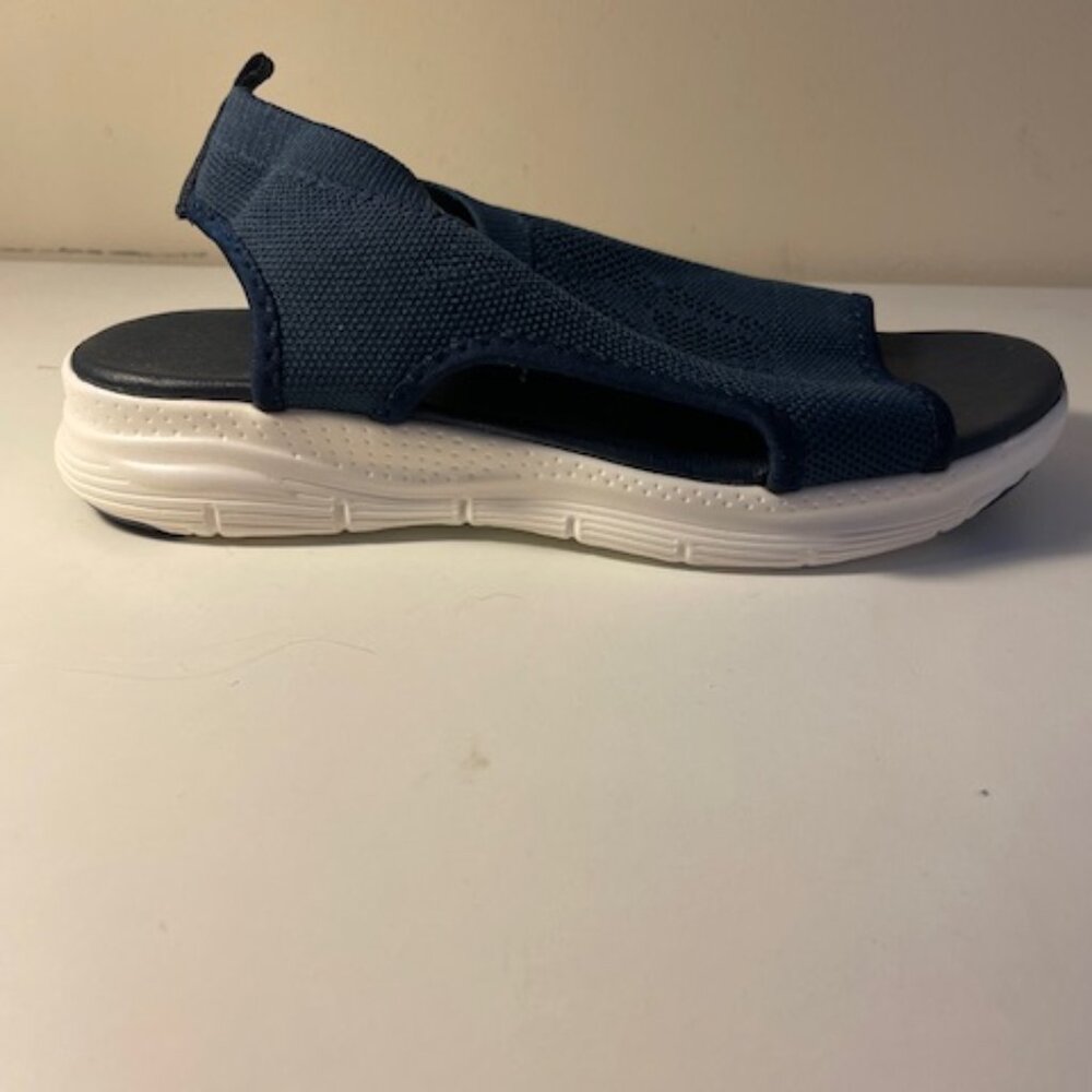 Navy blue fabric mesh Sandals - Picture 3 of 5